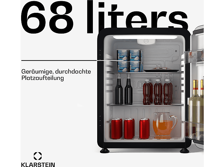 Nevera pequeña - Klarstein Audrey Evo Mini Fridge 68, Altura 67 cm, Negro