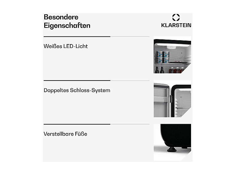Nevera pequeña - Klarstein Audrey Evo Mini Fridge 68, Altura 67 cm, Negro