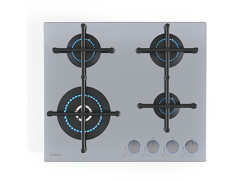 Placa de gas - Klarstein Illuminosa 4, 4 zonas, Países Bajos y Bélgica, 59,1 cm, Inox