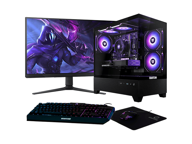 Pack PC gaming - Beastcom Q5 Pro Gaming, AMD Ryzen™ 7 8700F, 16 GB RAM, 1 TB SSD, GeForce RTX™ 5060 Ti, Windows 11 Home, Monitor 27 " Full-HD, Negro