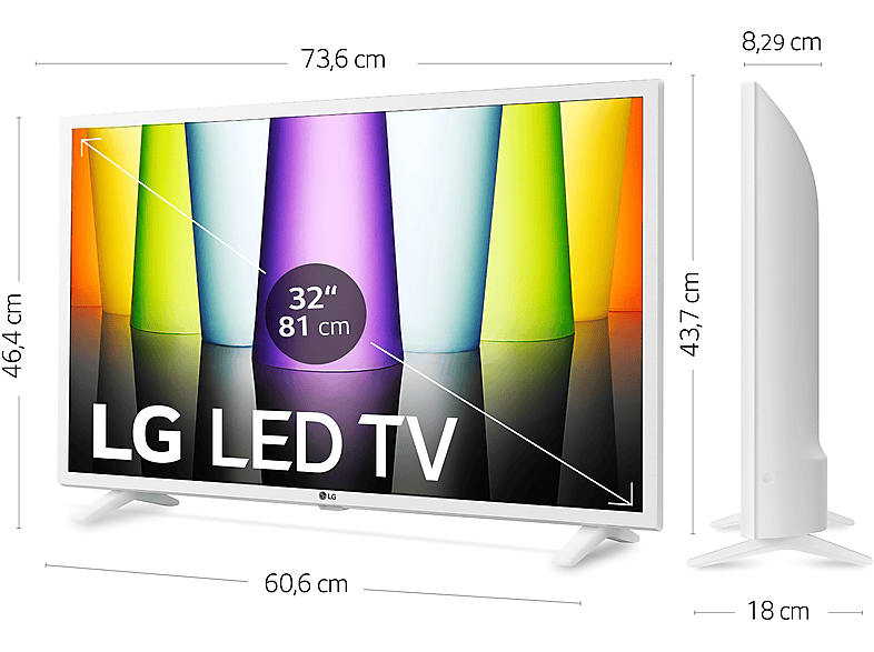 TV LED 32" - LG 32LQ63806LC, FHD, Procesador Inteligente α5 Gen5 AI Processor, SmartTV, DVB-T2 (H.265), Blanco