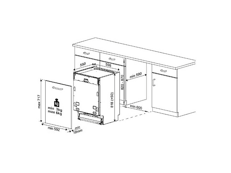 Lavavajillas integrable - Beko DIN36430, 14 servicios, 6 programas, 60 cm, Media carga, Motor ProSmart, Quick&Shine, Sin panelar