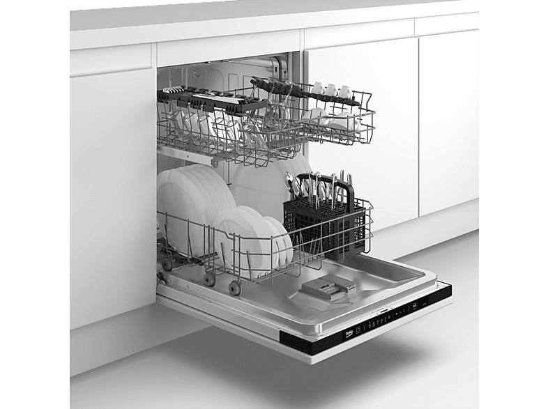 Lavavajillas integrable - Beko DIN36430, 14 servicios, 6 programas, 60 cm, Media carga, Motor ProSmart, Quick&Shine, Sin panelar