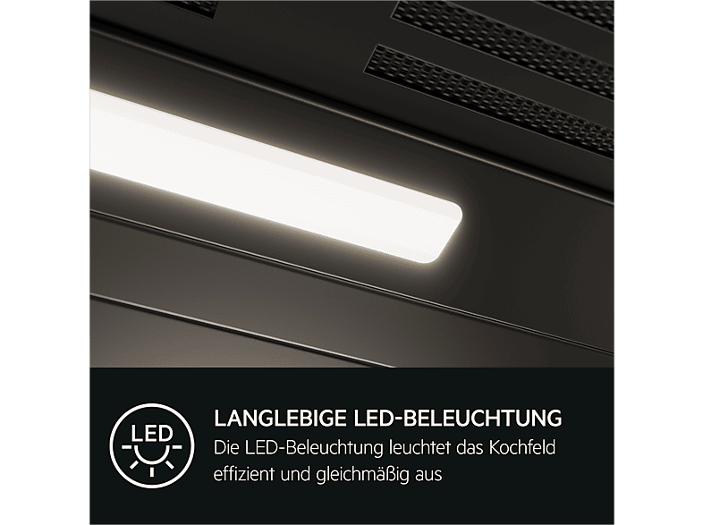 Campana decorativa - AEG Serie 7000 SilenceTech GV77D91SB, 5 velocidades, 445 m³/h, 898 mm, Negro