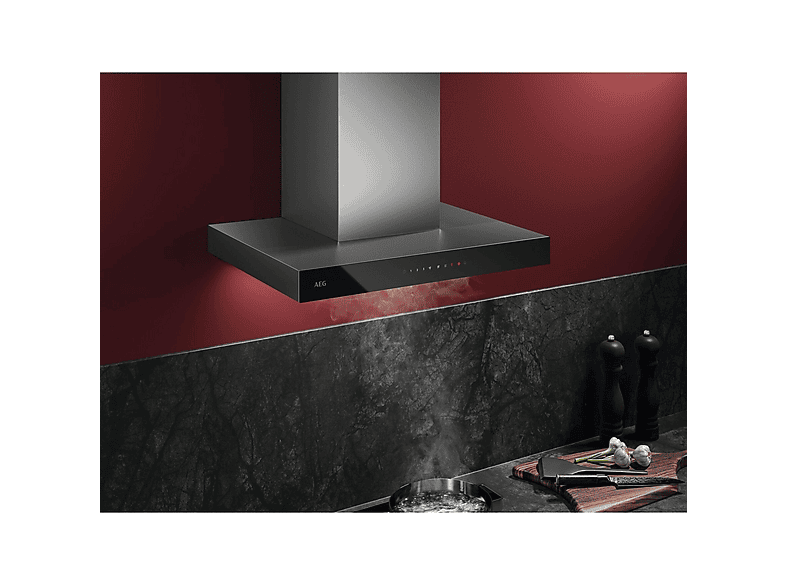 Campana decorativa - AEG Serie 6000 Hob2Hood GB67D61HL, 4 velocidades, 600 m³/h, 598 mm, Gris