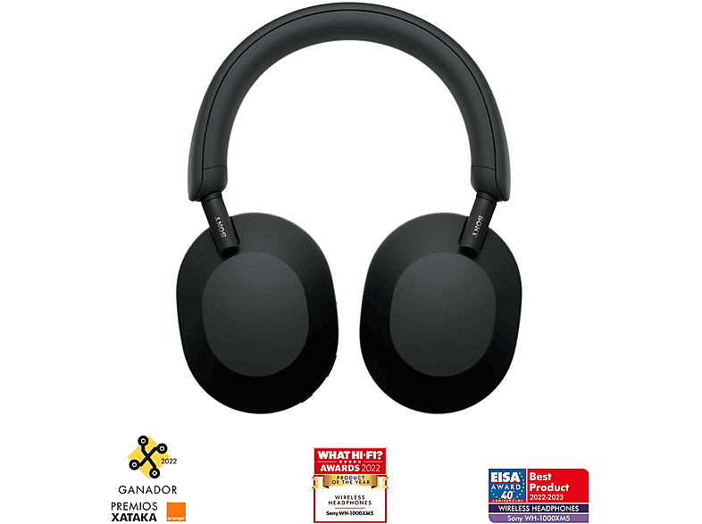 Auriculares inalámbricos - Sony WH-1000XM5B, Estuche rígido, Cancelación ruido, 30h, Hi-Res, Carga Rápida, Llamada Nítida, Bluetooth, Diadema, Negro