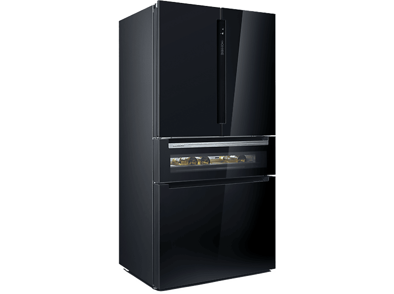 Frigorífico americano - Siemens KF96RSBEA, No Frost, 572 l, 183 cm, Cajón HyperFresh, SuperCongelación y Refrigeración, Negro