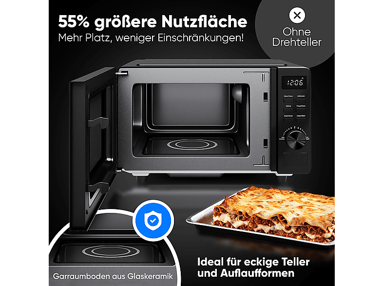 Microondas - Proficook PC-MWG 1278, 1150 W, 5 potencia, Negro