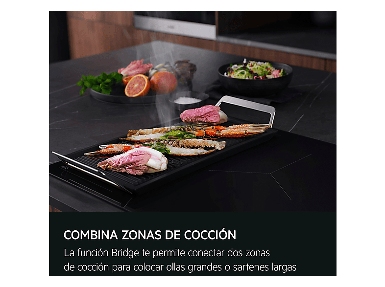 Placa inducción - AEG TO74IB00FB, 4 zonas, 710 mm, Negro