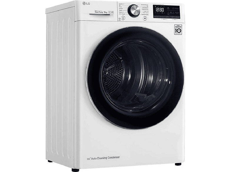 Secadora bomba de calor - LG RC80V9AV2W, Eléctrico, 13 programas, White