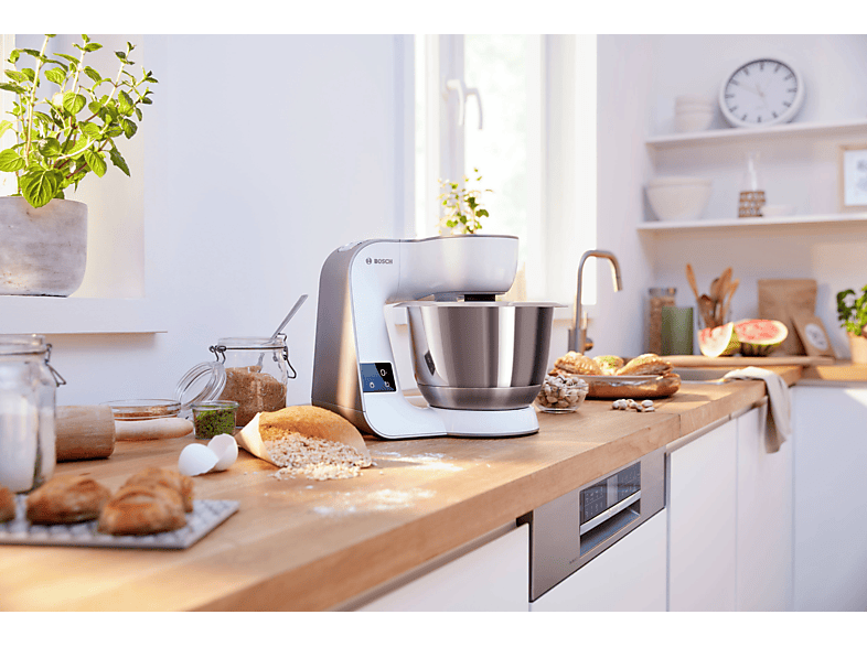 Robot de cocina - Bosch MUM5XW20, 1000 W, 7 potencias, 1.25 l, Blanco