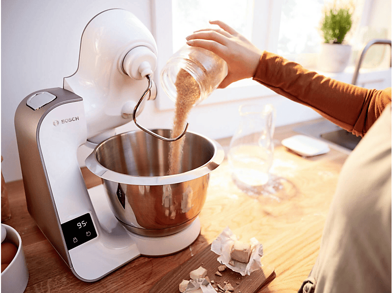 Robot de cocina - Bosch MUM5XW20, 1000 W, 7 potencias, 1.25 l, Blanco