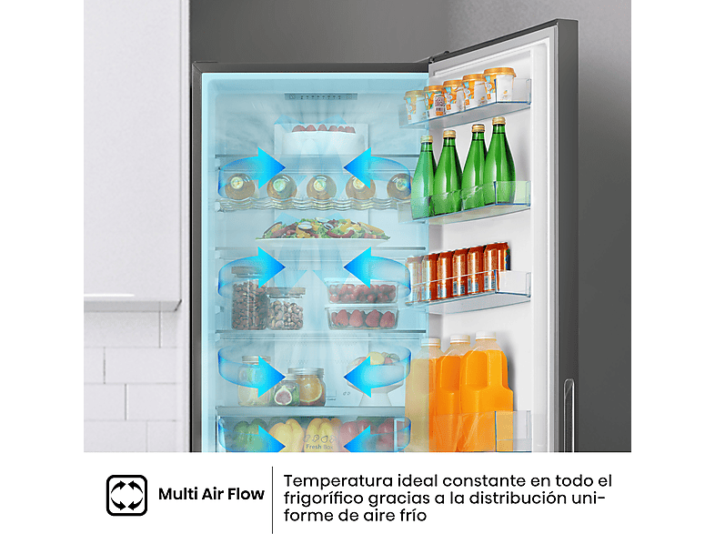Frigorífico combi - Hisense RB440N4GWD, No Frost, 200.4 cm, 336 l, Multi Airflow, Cristal Blanco
