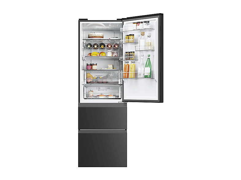 Frigorífico combi - Haier HTW5618DNPT, No Frost, Total No Frost, Altura 1850 mm, Capacidad 360 l, Negro
