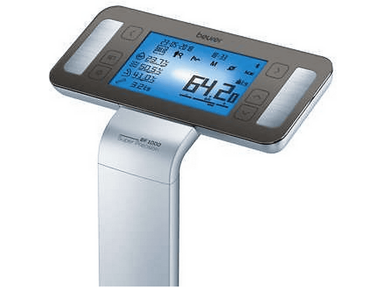 Báscula de baño - Beurer BF1000, 10 Memorias + Modo invitado, Hasta 200 kg, Apagado automático, 8 Electrodos, Gris