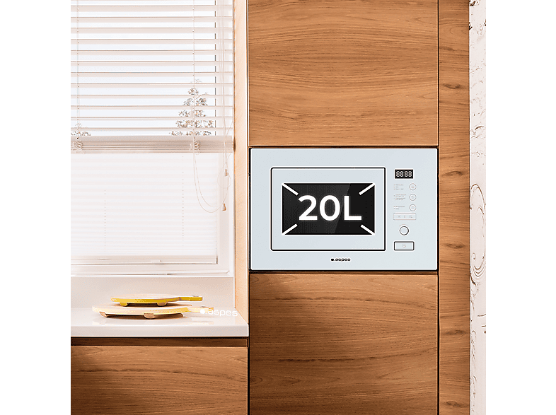 Microondas - Aspes AMWI2800DGB, 1 kW, 5 potencia, 20 l