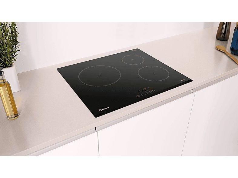 Placa inducción - Balay 3EB864FR, 3 zonas, Zona grande 24 cm, Función Sprint, Negro