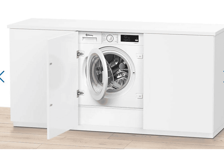 Lavadora integrable - Balay 3TI987B, 8 kg, 1400 RPM, 13 programas, Motor Extra Silencio, Pausa + carga, Blanco