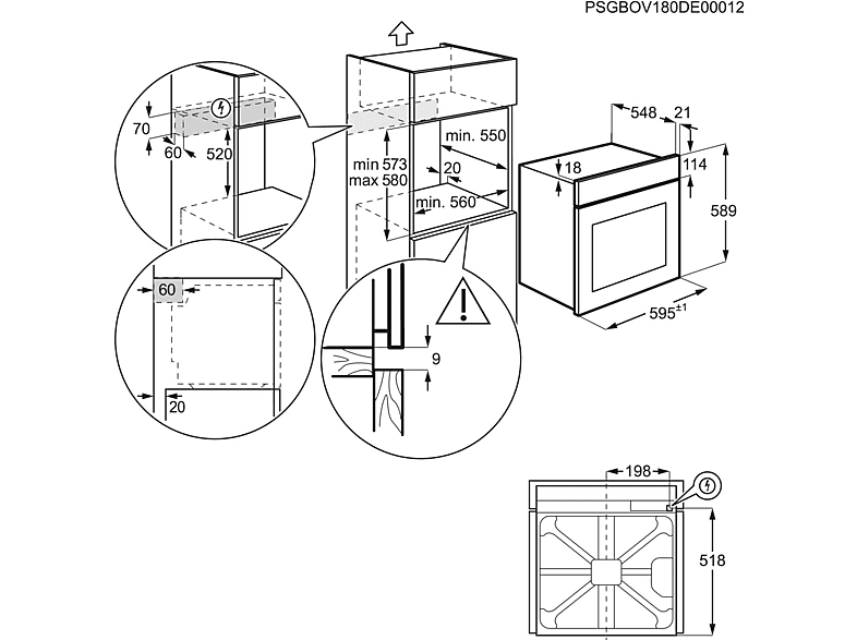 Horno - Electrolux EOF4P56X, Multifunción, Pirolítico, 72 l, Anillo térmico, 60 cm, Inox