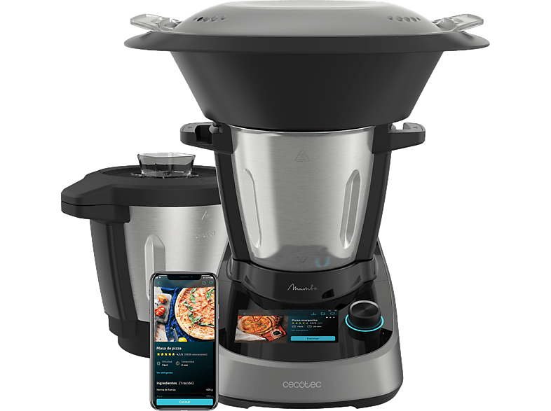 Robot de cocina - Cecotec Mambo Touch con Jarra Habana, 1600W, 3.3 l, 37 Funciones, Wi-Fi, TFT 5”, Negro