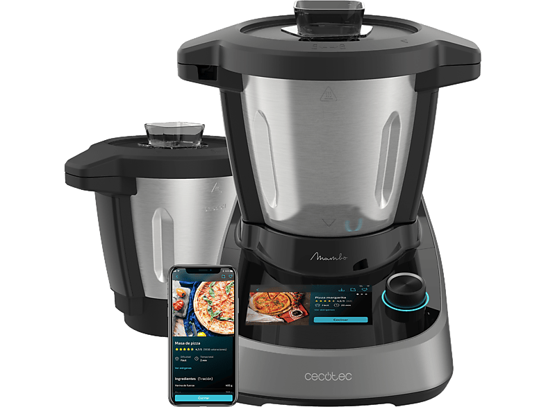 Robot de cocina - Cecotec Mambo Touch con Jarra Habana, 1600W, 3.3 l, 37 Funciones, Wi-Fi, TFT 5”, Negro