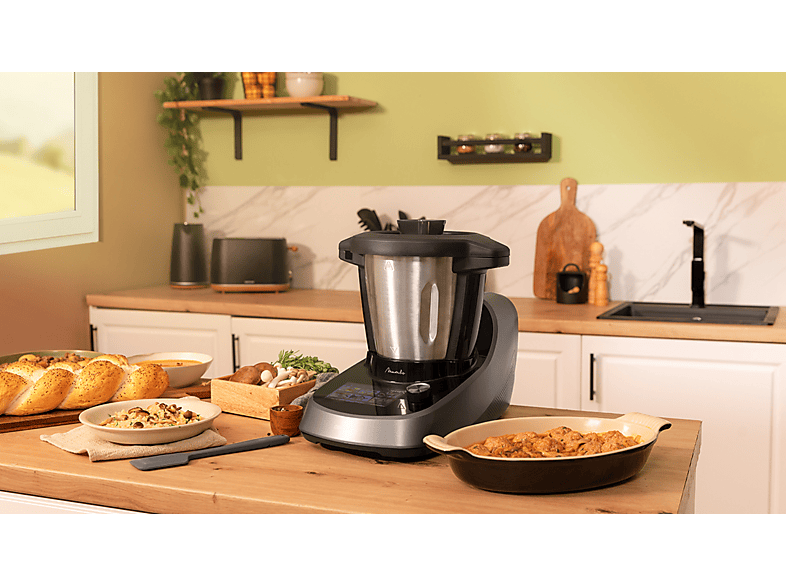 Robot de cocina - Cecotec Mambo Touch con Jarra Habana, 1600W, 3.3 l, 37 Funciones, Wi-Fi, TFT 5”, Negro