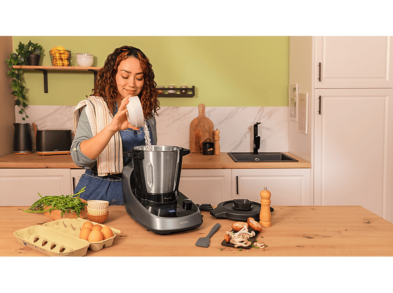 Robot de cocina - Cecotec Mambo Touch con Jarra Habana, 1600W, 3.3 l, 37 Funciones, Wi-Fi, TFT 5”, Negro