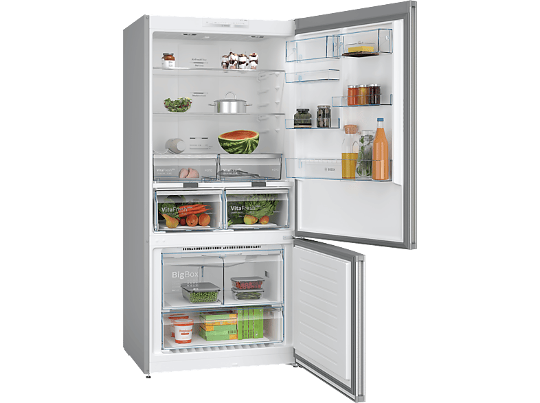 Frigorífico combi - Bosch KGN86VIEA, No Frost, 186 cm, 631 l, Capacidad XXL, Iluminación LED, Inox