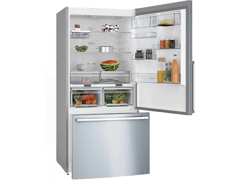 Frigorífico combi - Bosch KGB86XIEP, No Frost, 186 cm, 631 l, Capacidad XXL 86 cm de ancho, Cajón VitaFresh, Inox