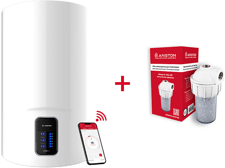 Termo Eléctrico - Ariston LYDOS WIFI 50 V 1,5K EU + KIT POLIF, 50 l, Blanco