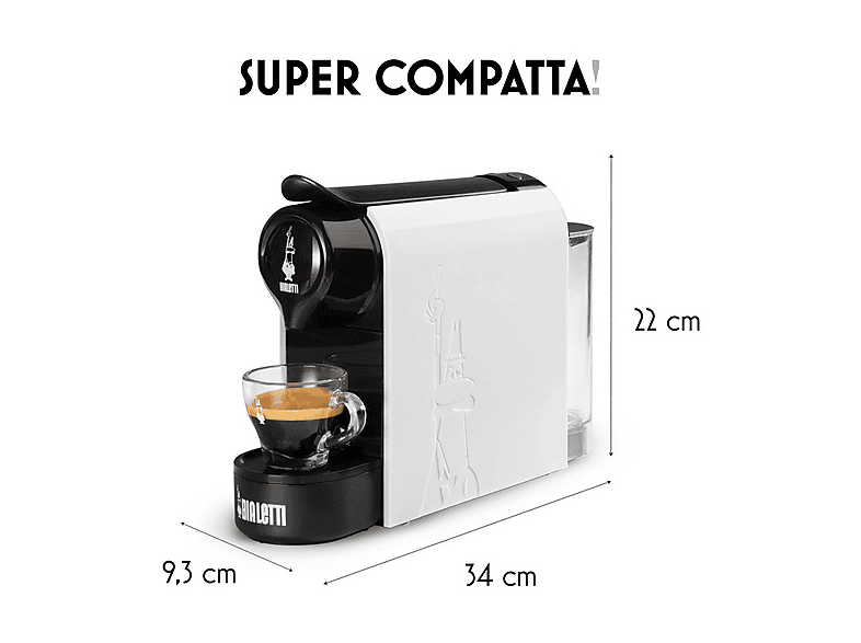 Cafetera de cápsulas - Bialetti 098150541/NP, 20 bar, 1200 W, Negro, Blanco