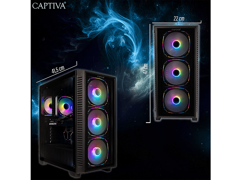 PC gaming - Captiva Highend Gaming R88-733, AMD Ryzen 7 7800X3D, 8 Núcleos, 32 GB RAM, 1 TB SSD, Radeon™ RX 9070 XT, Windows 11 Home, Negro