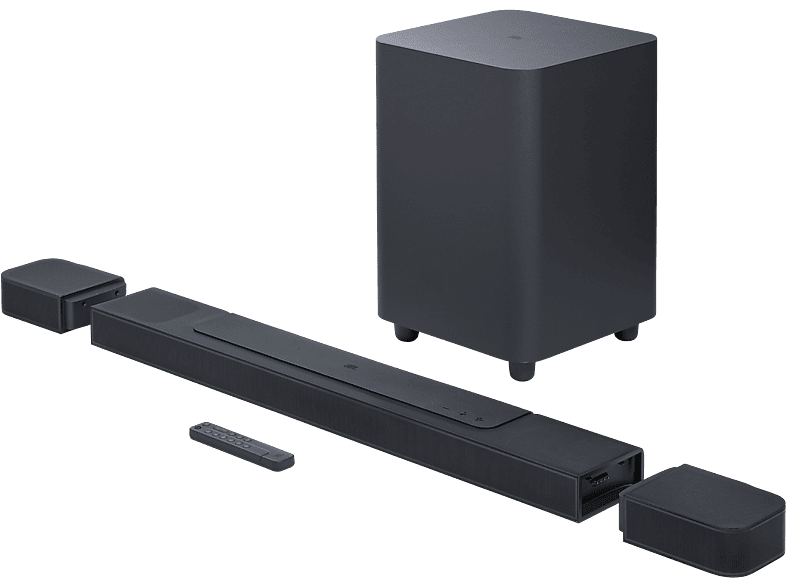 Barra de sonido - JBL Bar 1000, Bluetooth, Subwoofer inalámbrico, 880 W, Altavoces envolventes desmontables, Wifi integrado, Canales 7.1.4, Negro