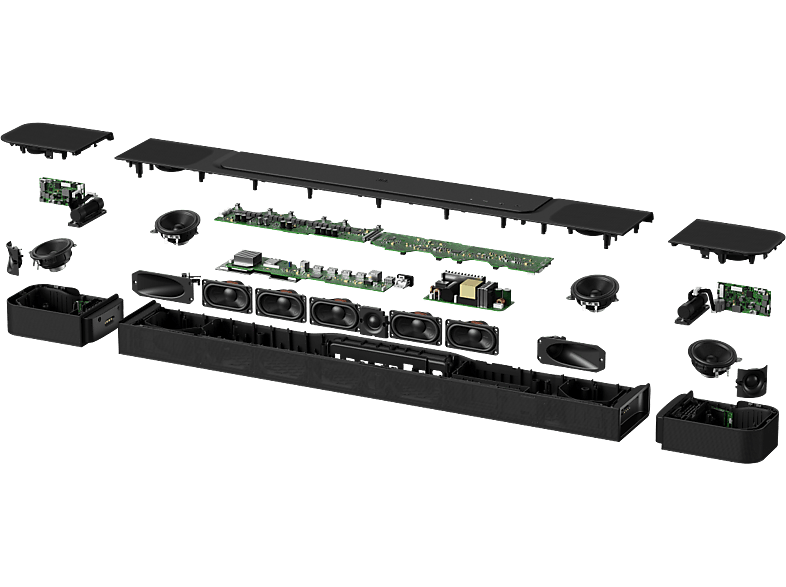 Barra de sonido - JBL Bar 1000, Bluetooth, Subwoofer inalámbrico, 880 W, Altavoces envolventes desmontables, Wifi integrado, Canales 7.1.4, Negro