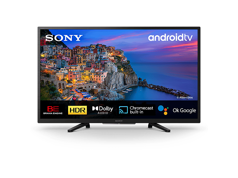 TV LED 32" - Sony 32W800, HDR, Android TV, Smart TV, DVB-T2 (H.265), Procesador Bravia Engine, Asistente de Voz, Negro
