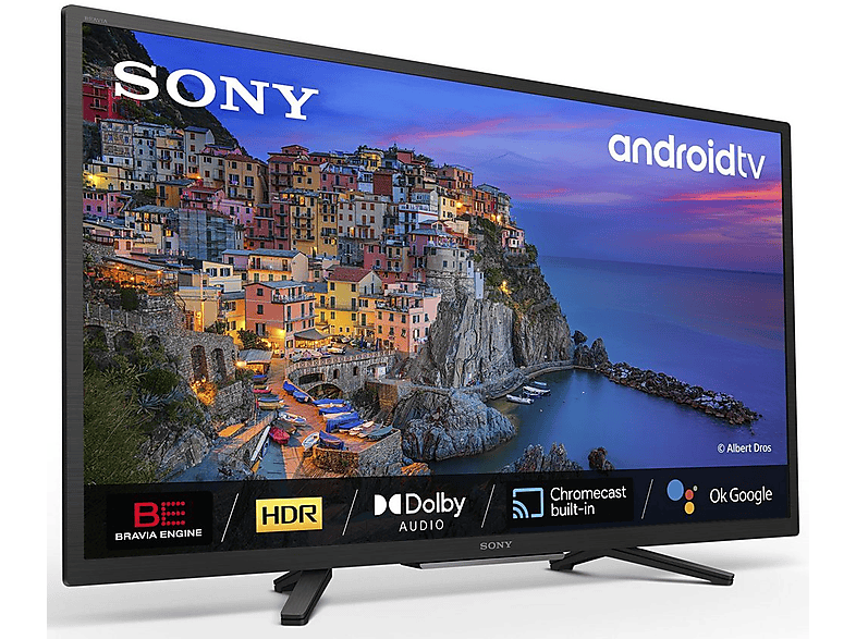 TV LED 32" - Sony 32W800, HDR, Android TV, Smart TV, DVB-T2 (H.265), Procesador Bravia Engine, Asistente de Voz, Negro