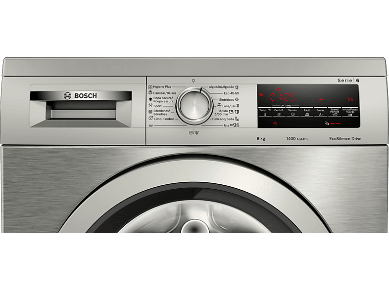 Lavadora carga frontal - Bosch WUU28T8XES, 8 kg, 1.400 rpm, 15 programas, Inox