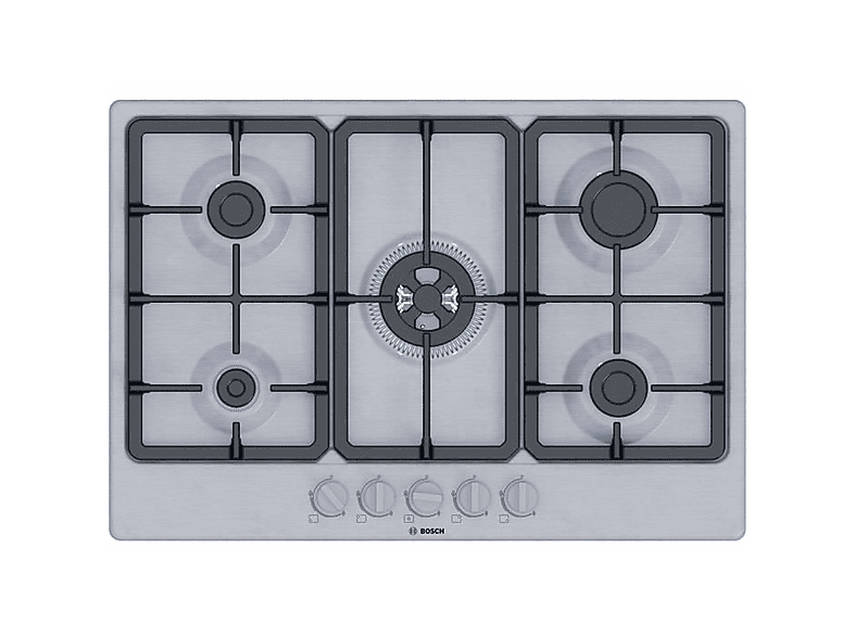 Encimera de gas - Bosch PGQ7B5K90, 5 zone(s) zonas, 75 cm, Acero inoxidable