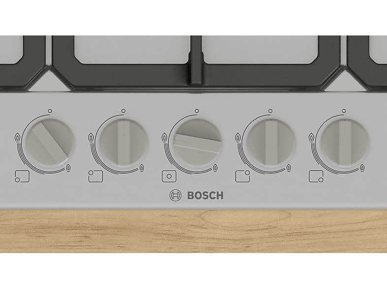Encimera de gas - Bosch PGQ7B5K90, 5 zone(s) zonas, 75 cm, Acero inoxidable