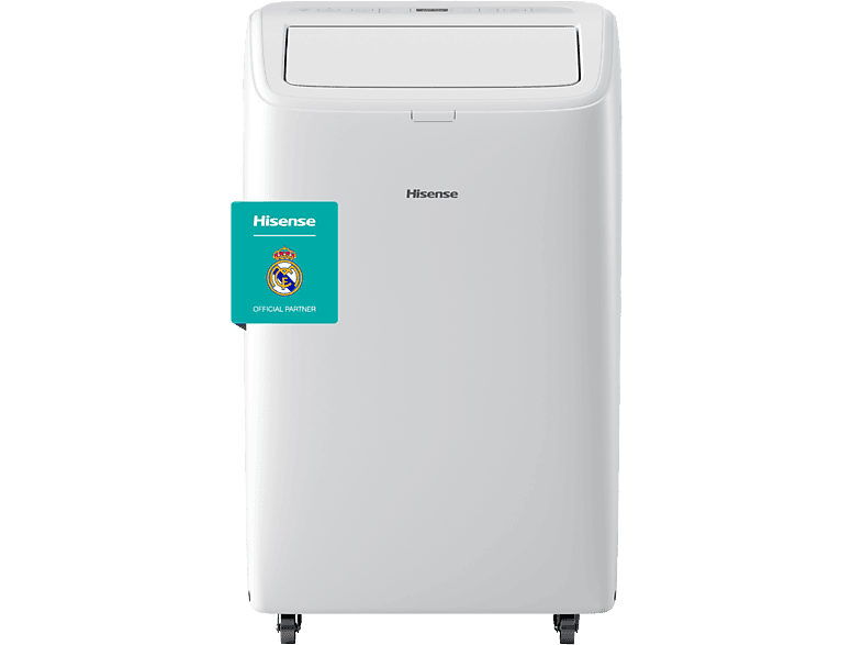 Aire acondicionado portátil - Hisense APC12QC, 3000 fg/h, 3 velocidades, Deshumidificador, Display LED, 64 db, Blanco