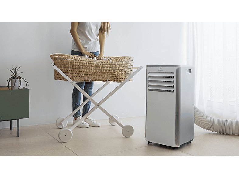Aire acondicionado portátil - Cecotec ForceClima 9100 Soundless, 1010 W, 2268 fg/h, 4 modos, 2 velocidades, Silencioso, Mando a distancia, Blanco