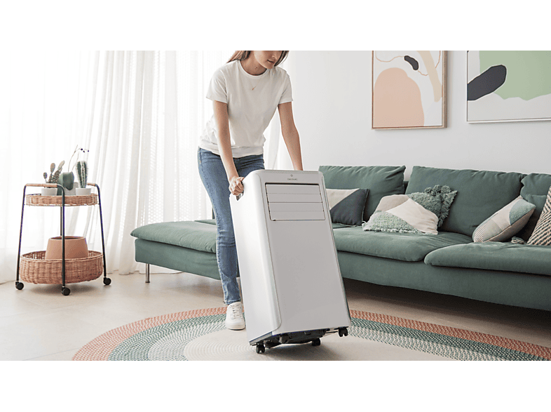 Aire acondicionado portátil - Cecotec ForceClima 9100 Soundless, 1010 W, 2268 fg/h, 4 modos, 2 velocidades, Silencioso, Mando a distancia, Blanco
