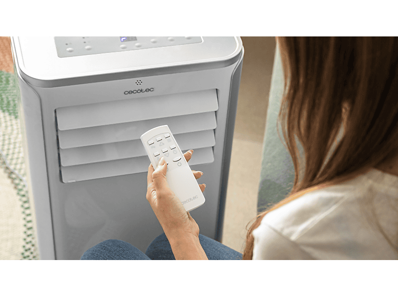 Aire acondicionado portátil - Cecotec ForceClima 9100 Soundless, 1010 W, 2268 fg/h, 4 modos, 2 velocidades, Silencioso, Mando a distancia, Blanco