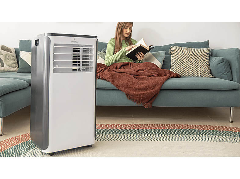 Aire acondicionado portátil - Cecotec ForceClima 9500 Soundless Heating Connected, 2268 fg/h, Bomba de calor, 5 modos, 3 veloc, Mando, Wi-Fi, Blanco