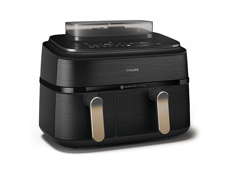 Freidora de aire - Philips 5000 series NA552/00, 2750 W, 9 l, Negro, Oro