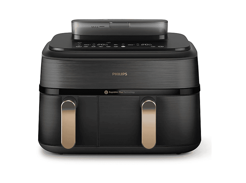 Freidora de aire - Philips 5000 series NA552/00, 2750 W, 9 l, Negro, Oro