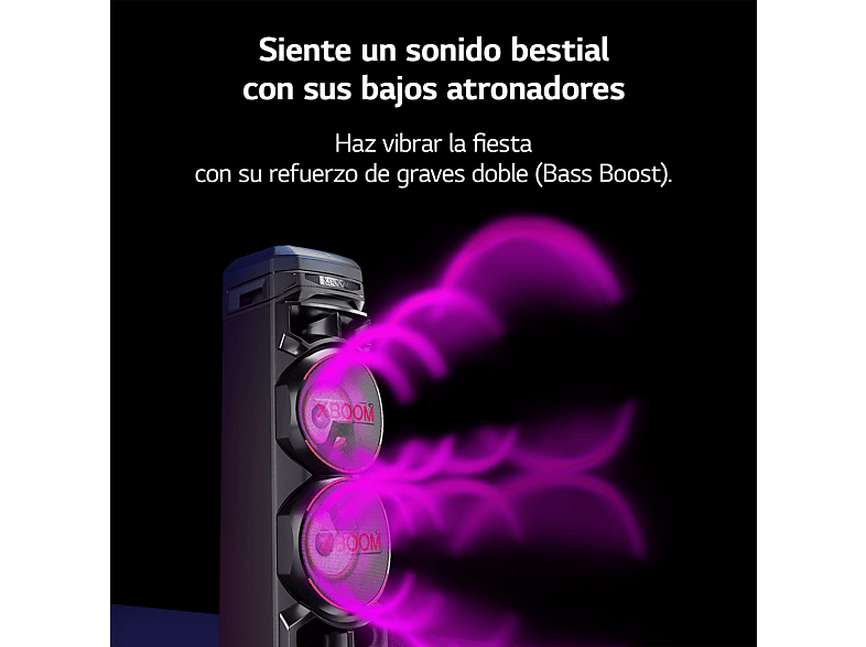 Altavoz de gran potencia - LG XBOOM RNC9, 1000W, Luces Multi Color, Efectos DJ, Función karaoke, Efectos de Voz, Negro