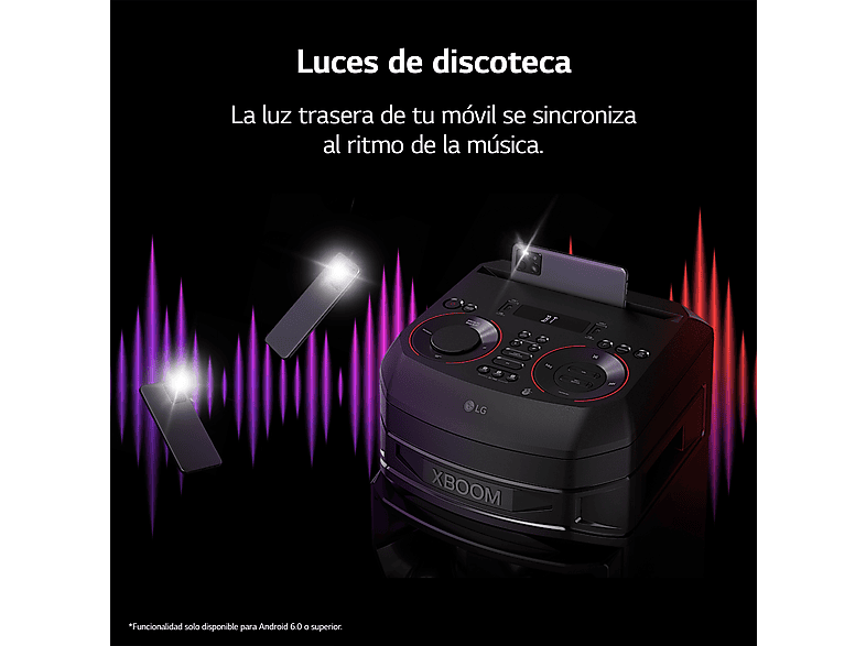Altavoz de gran potencia - LG XBOOM RNC7, 500W, Luces Multi Color, Efectos DJ, Función karaoke, Efectos de Voz, Negro