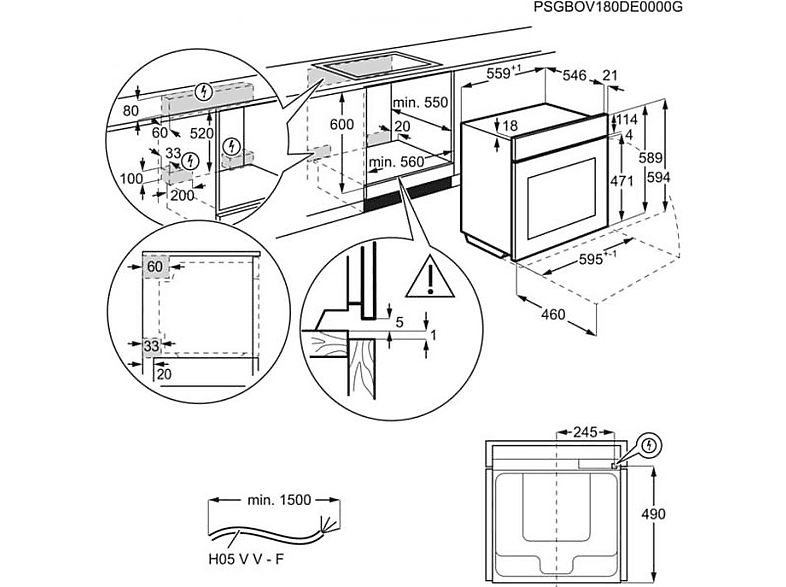 Horno a vapor - Electrolux EOB8S39X, Multifunción, Limpieza por vapor, 70 l, Sonda térmica, Pantalla táctil, 60 cm, Negro
