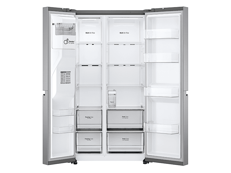Frigorífico americano - LG GSLV71PZTD, No Frost, 179 cm, 635 l, DoorCooling+™, ThinQ™, Inox antihuellas